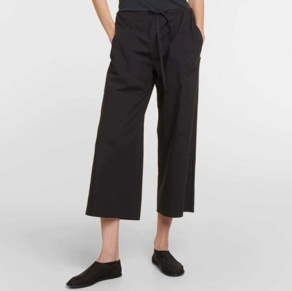 The Row $990 Jubin Cropped Poplin Lightweight Wide-Leg Pants XL